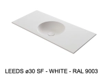 Plan vasque lavabo circulaire ⦰ 30 cm sur mesure Largeur 50 à 201 x P 40 à 51 cm Finition lisse 10 couleurs au choix, Anti bactérien Résine Akrytan® dans la masse Livraison Offerte.